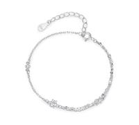 Ayoiow Armkette Damen 925 Sterlingsilber Zirkonia, 2-Lagig, Verstellbar Gliederarmband Frauen Silber für braut, Geeignet für Geburtstag
