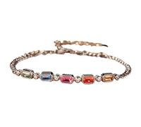 Ayoiow Armreif aus Gold Panzerkette mit 3,5 ct synthetischem Saphir und Moissanit, Damen Armband Gold für Sie 19+3CM| 14K Weißgold | Trendiger Modeschmuck für Thanksgiving