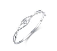 Ayoiow Armreifen Damen Modeschmuck 925 Sterlingsilber Zirkonia, Silber Kreuzende Welle Armkette Damen Zart, 18cm, Geeignet für Geburtstag