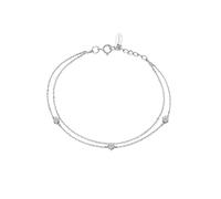 Ayoiow Bettelarmband Doppellagig rund, Diamant 0,15 ctGold Armband Damen für Freundin 19+3CM| 18K Weißgold | Trendiger Modeschmuck für Verlobung