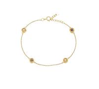 Ayoiow Bettelarmband Runden, Saphir 0,06 ct; Diamant 0,06 ctGold Armband 375 für Freundin 17+5CM| 9K Gelbgold | Trendiger Modeschmuck für Muttertag