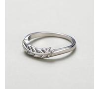 Ayoiow Blatt Damenring Weissgold mit, Goldring für Damen, 18 Karat Weißgold Größe 63 (20.1)