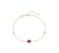 Ayoiow Charm Bracelet Ovaler Ring mit 0,3 ct Rubin und Diamanten, Schmuck Gold Armband für Sie 20+3CM| 18K Gelbgold | Trendiger Modeschmuck für Valentinstag