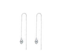 Ayoiow Clip Ohrringe Damen 925 Sterlingsilber Zirkonia, Silber Quaste mit Zirkonia Ohrclips mit Quasten für freundin, Geeignet für Jahrestag