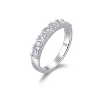 Ayoiow Damen Ring Echtes Platin, 0.1ct Moissanit 7 Steine Ewigkeit Damenring Platin, Größe 61 (19.4)