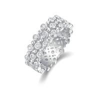 Ayoiow Damenring 9 Karat Weißgold, 0.78ct Moissanitkein Edelstein Grob und Dick Die Volle Ewigkeit Gold Ringe Damen Echt, 9 Karat Weißgold Größe 48 (15.3)