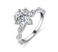 Ayoiow Damenring in Platin, 5ct Moissanit Cluster Ewigkeit Eheringe für Sie, Platin 950 Größe 52 (16.6)