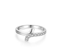 Ayoiow Damenring in Weissgold, Laborgezüchteter Diamant Geometrisch Weißgold Eheringe für Sie, 18 Karat Weißgold Größe 53 (16.9)