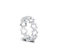 Ayoiow Damenring Kleiner Finger Sterlingsilber kein Edelstein, Hohler Stern Bandring Silber 925 Damen, 54 (17.2), Geeignet für Geburtstag