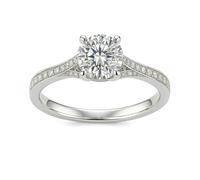 Ayoiow Damenring Trauring, Moissanit Unendliche Liebe Solitärring mit Halb-Pavé-Schaft Platin Ringe Damen Echt, Platin 950 Größe 53 (16.9)