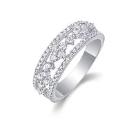 Ayoiow Damenring Weissgold 375 Brillant Verlobungsring, Moissanit Hohl Ewigkeit Ringe Damen 375 Gold, 9 Karat Weißgold Größe 58 (18.5)