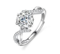 Ayoiow Eheringe Platin für Damen, 1ct Moissanit Unendliche Liebe Kreuz Damenring in Platin, Größe 58 (18.5)