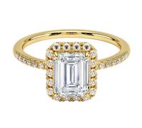 Ayoiow Gelbgold Hochzeit Ringe Gold Damen mit Moissanit, Eheringe Smaragd-Geschliffener Halo-Halb-Ewigkeitsring