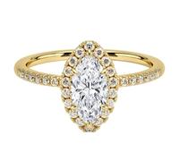 Ayoiow Gelbgold Personalisierte Ringe Damen Gold mit Moissanit, Eheringe Marquise-Schliff Halo Halb-Ewigkeitsring Statement-Ring