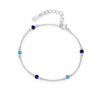 Ayoiow Gliederarmband Damen Sterlingsilber mit Zirkonia, Kleiner Runder Edelstein, Verstellbar Armkette Silber 925 Damen, Geeignet für Jahrestag