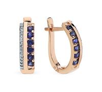 Ayoiow Gold Ohrringe Damen 750 Echtgold für Frauen, Zweireihiger Edelstein mit Tansanit Creolen, Roségold Rotgold Ohrringe Damen für Freundin