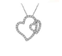 Ayoiow Goldkette 45 cm Damen 750 Doppelherz mit 0,28 ct Diamanten, Gold Kette 750 Frauen für Sie| 18K Weißgold | Trendiger Modeschmuck für Halloween