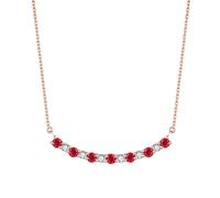 Ayoiow Goldkette 45 cm Damen 750 Klassische Reihe aus runden Rubinen (0,47 ct) und Diamanten (0,15 ct)., Kette Damen Tropfen für Sie | 18K Roségold | Trendiger Modeschmuck für Jahrestag