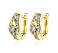 Ayoiow Goldohrringe Damen Echtgold 585, U-Form Labordiamant Creolen, 14K Ohrringe Diamant Damen Gelbgold für Freundin