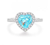 Ayoiow Halo Ringe für Damen Verlobung mit 4ct Topas und Moissanit, Verlobungsring Weissgold 375 für Sie, 9 Karat Weißgold Größe 47 (15.0)