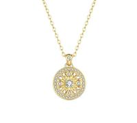 Ayoiow Halskette 750 Damen, Sonnenblumenförmig 18K Gelbgold Goldkette 45 Cm Damen mit Moissanit für Freundin