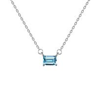 Ayoiow Halskette 750 Echtgold für Damen, Rechteckiger Solitär 18K Weißgold Kette 45Cm mit Topas und N/A für Freundin