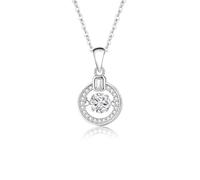 Ayoiow Halskette Damen Gold Collier, Kreis Schwebeeinstellung 9K Weißgold Halskette Weißgold Damen mit Moissanit für Freundin