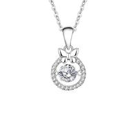 Ayoiow Halskette Weißgold Damen, Schwebender, Hohler Kreis Schmetterling 9K Weißgold Halskette Damen Gold Collier mit Moissanit und Moissanit für Freundin