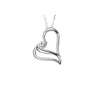 Ayoiow Kette Damen Weißplatinun Hohles Herz mit 0,14 ct Diamanten, Platinun Platinun Kette Damen für Sie| Platin | Trendiger Modeschmuck für Geburtstag
