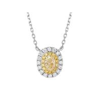 Ayoiow Kette Gold 750 Elegant mit ovalem 0,17-Karat-Diamanten, Halskette für Frauen Gold| 18K Weißgold | Trendiger Modeschmuck für Hochzeit
