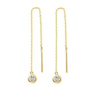 Ayoiow Ohrstecker Diamant Gelbgold Langer Kettenanhänger mit rundem 0,3-Karat-Diamanten, 18K Gold Ohrringe Damen für Sie| 18K Gelbgold | Trendiger Modeschmuck für Cocktail