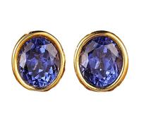 Ayoiow Ohrstecker Echt Gold Ovaler Ring mit 2 ct synthetischem Saphir und Moissanit, Ohrringe Gold Vintage für Freundin| 18K Gelbgold | Trendiger Modeschmuck für Geburtstag