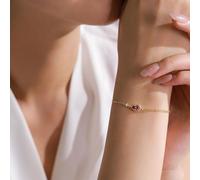 Ayoiow Pärchen Armbänder Gold für Damen, 0.5ct Amethyst und Diamant Wassertropfen-Anhänger Partnerarmbänder Gelbgold, 14 Karat Gelbgold Größe 20+3CM