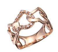 Ayoiow Ring Damen Gold 585 mit 0,08 ct Diamant, Damenring 585Er Gold für Freundin Größe 47 (15.0)| 14K Roségold | Trendiger Modeschmuck für Halloween