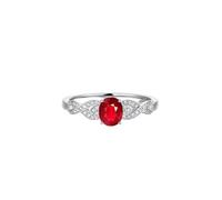 Ayoiow Ring Weißgold 14 Karat Ovaler Ring mit 4 Krappen, 0,52 ct Rubin und Diamanten, Gold Ringe Frauen Echt für Sie Größe 58 (18.5)| 14K Weißgold | Trendiger Modeschmuck für Halloween