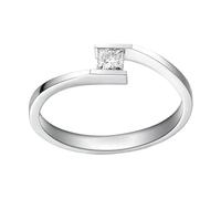 Ayoiow Ring Weissgold Verlobungsring 0,2 ct Diamant im Prinzessschliff, Eheringe 585Er Gold für Freundin Größe 58 (18.5)| 14K Weißgold | Trendiger Modeschmuck für Muttertag