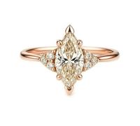 Ayoiow Ringe 750 Gold für Damen, Moissanit Marquise Verlobung Ringe Rosegold für Sie, 18 Karat Roségold Größe 54 (17.2)