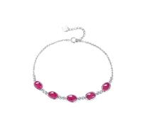 Ayoiow Schmuck Gold Armband Oval mit Rubin, Bettelarmband Gold für Freundin 20+3CM| 14K Weißgold | Trendiger Modeschmuck für Thanksgiving