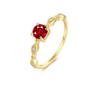 Ayoiow Solitaire Thin Infinity Damenring in Gelbgold mit 0.47ct Im Labor Wurde Ruby Erstellt. und Moissanit, Ring Damen Gold 375 Echt Gold, 9 Karat Gelbgold Größe 58 (18.5)