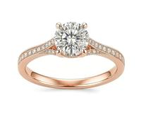 Ayoiow Unendliche Liebe Ringe für Valentinstag mit Moissanit, Solitärring mit Halb-Pavé-Ringschiene Damenring Rosegold, 18 Karat Roségold Größe 61 (19.4)