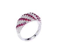 Ayoiow Verlobungsring Weissgold 750 mit Rund mit Rubin und Diamant, Ring für Damen Gold 750 Echte Größe 47 (15.0)| 18K Weißgold | Trendiger Modeschmuck für Geburtstag