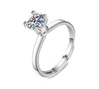 Ayoiow Weisgold Ring Damen, Klassisch mit 4 Krappen mit Labordiamant Weißgold Ringe 375, 9K Weißgold Verlobung Ringe Weiss Gold