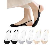 AYPOW 6 Paar Füßlinge Socken Baumwoll Damen für Sandalen & High Heels, Ultra Unsichtbare Socken mit Rutschfest Silikon, Halbsocken Vorfußpolster Socken für Sling Back Heels Flache Bootsschuhe