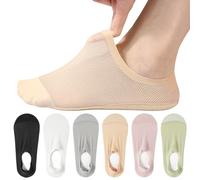 AYPOW 6Pcs No Show Nylon Socken Füßlinge Damen, Großflächiges Mesh Ultra Atmungsaktive Eisseide Unsichtbare Socken, Rutschfeste Baumwollboden Lässige Söckchen Sneaker Socken für flache Schuhe Loafer