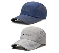 AYPOW Baseballkappe für Herren und Damen, 2 Stück, Laufmütze, schnelltrocknend, atmungsaktiv, verstellbar, faltbar, leicht, Anti-UV, Sommerhut für Golf, Radfahren, Wandern, Outdoor-Sportarten