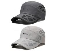 AYPOW Baseballkappe für Herren und Damen, 2 Stück, Laufmütze, schnelltrocknend, atmungsaktiv, verstellbar, faltbar, leicht, Anti-UV, Sommerhut für Golf, Radfahren, Wandern, Outdoor-Sportarten