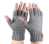 AYPOW Fingerlose Handschuhe für Damen Herren, Winter Thermo Strickhandschuhe mit Fleece Futter, Warm Halbfinger Handschuhe, Fahren Arbeiten Tippen Schreiben Handschuhe Fäustlinge, Unisex Geschenke
