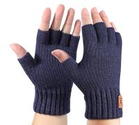 AYPOW Fingerlose Handschuhe für Damen Herren, Winter Thermo Strickhandschuhe mit Fleece Futter, Warm Halbfinger Handschuhe, Fahren Arbeiten Tippen Schreiben Handschuhe Fäustlinge, Unisex Geschenke