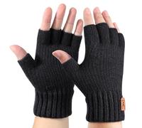 AYPOW Fingerlose Handschuhe für Damen Herren, Winter Thermo Strickhandschuhe mit Fleece Futter, Warm Halbfinger Handschuhe, Fahren Arbeiten Tippen Schreiben Handschuhe Fäustlinge, Unisex Geschenke