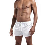 AYWTIUN Badeshorts Herren Badehose for Herren, schnelltrocknend, leicht, Shorts mit Kordelzug, Sommer, lässig, einfarbig, Strandshorts, Bademode, Badeanzug(White,M)